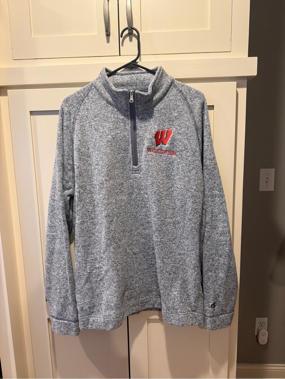 Champion Grey Wisconsin Quarter-Zip Pullover
